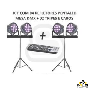 Kit 04 refletor Penta led + Mesa DMX - locação em Belo Horizonte
